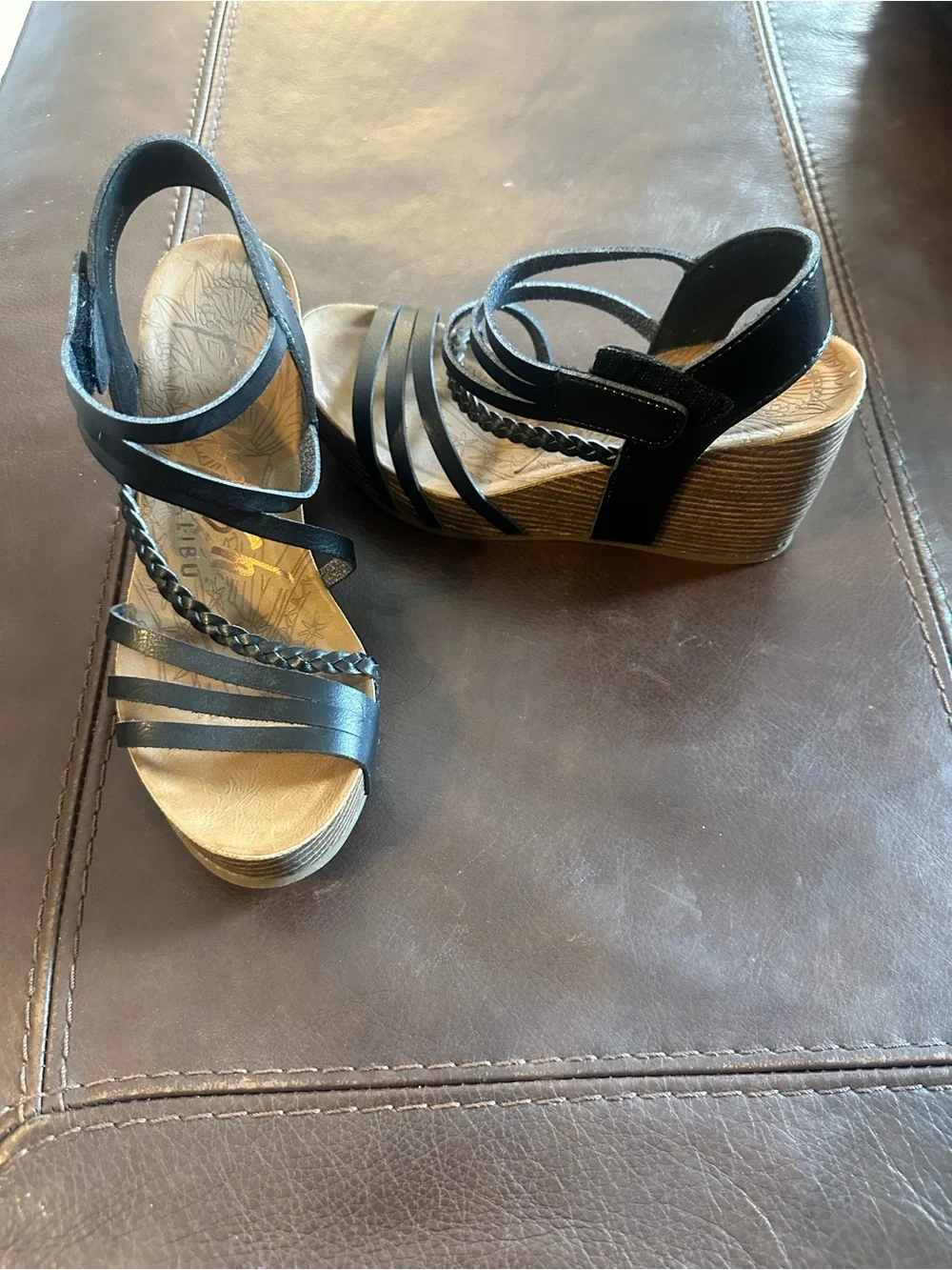 Black Braided-Strap Wedge Sandals - Women's Summer Platform Heels